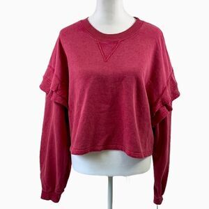 Avec Les Filles NWT Cropped Berry Sweatshirt L